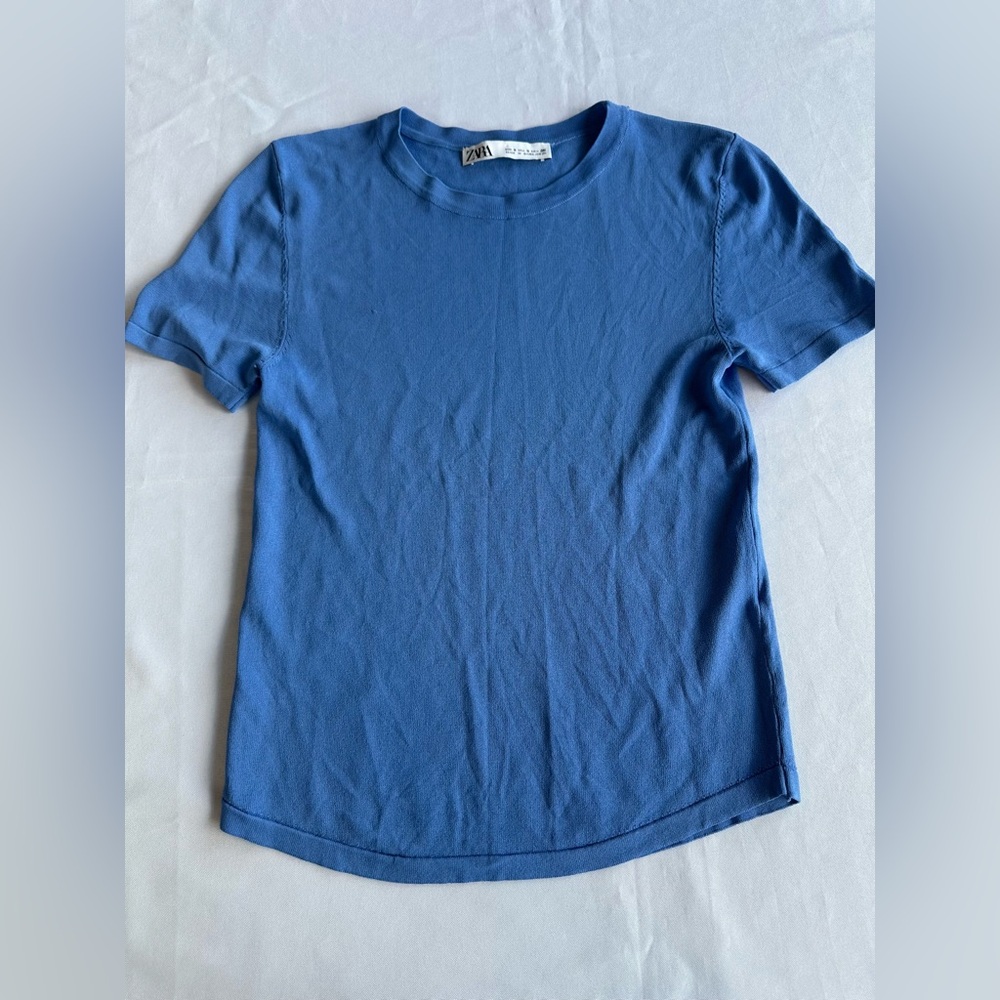 Zara Classic Blue Short Sleeve Tee Size Small